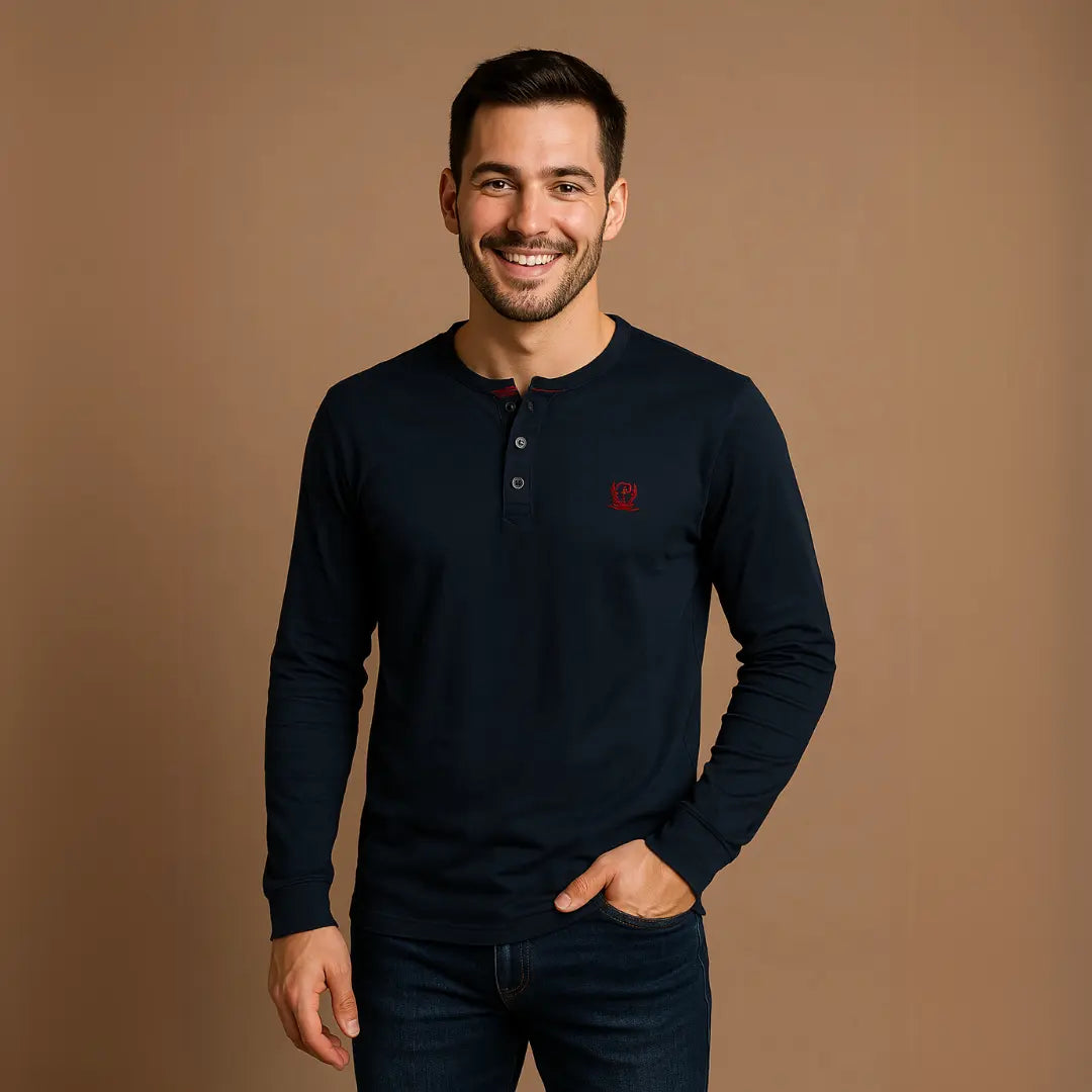 Playera Manga Larga Cuello Mao