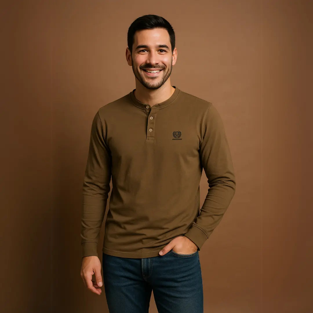 Playera Manga Larga Cuello Mao