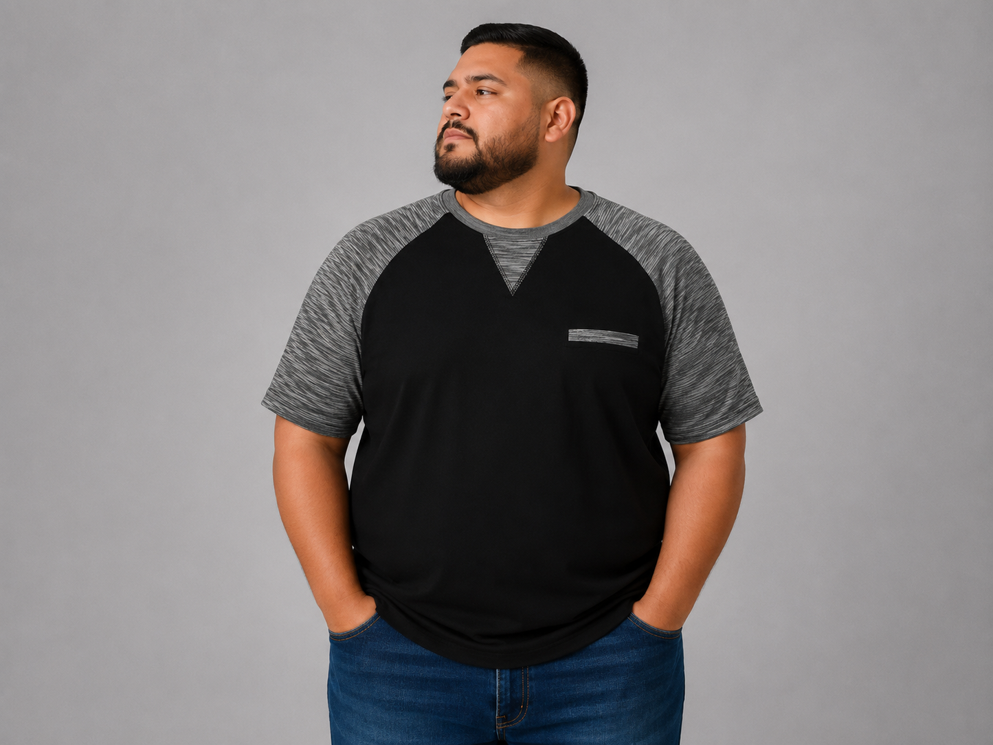 Playera Hombre Talla Extra Talle Grande Estilo Raglán Combinada Dubrovnik