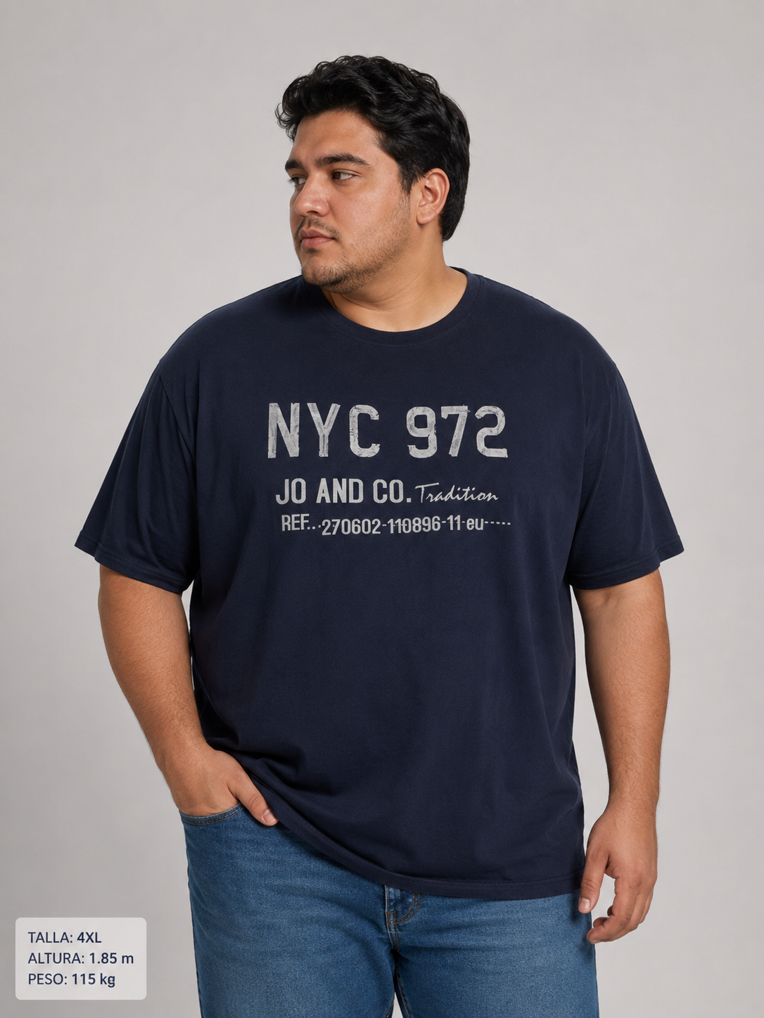 Playera Hombre Talla Extra Talle Grande Estampa NYC Azul Marino Dubrovnik