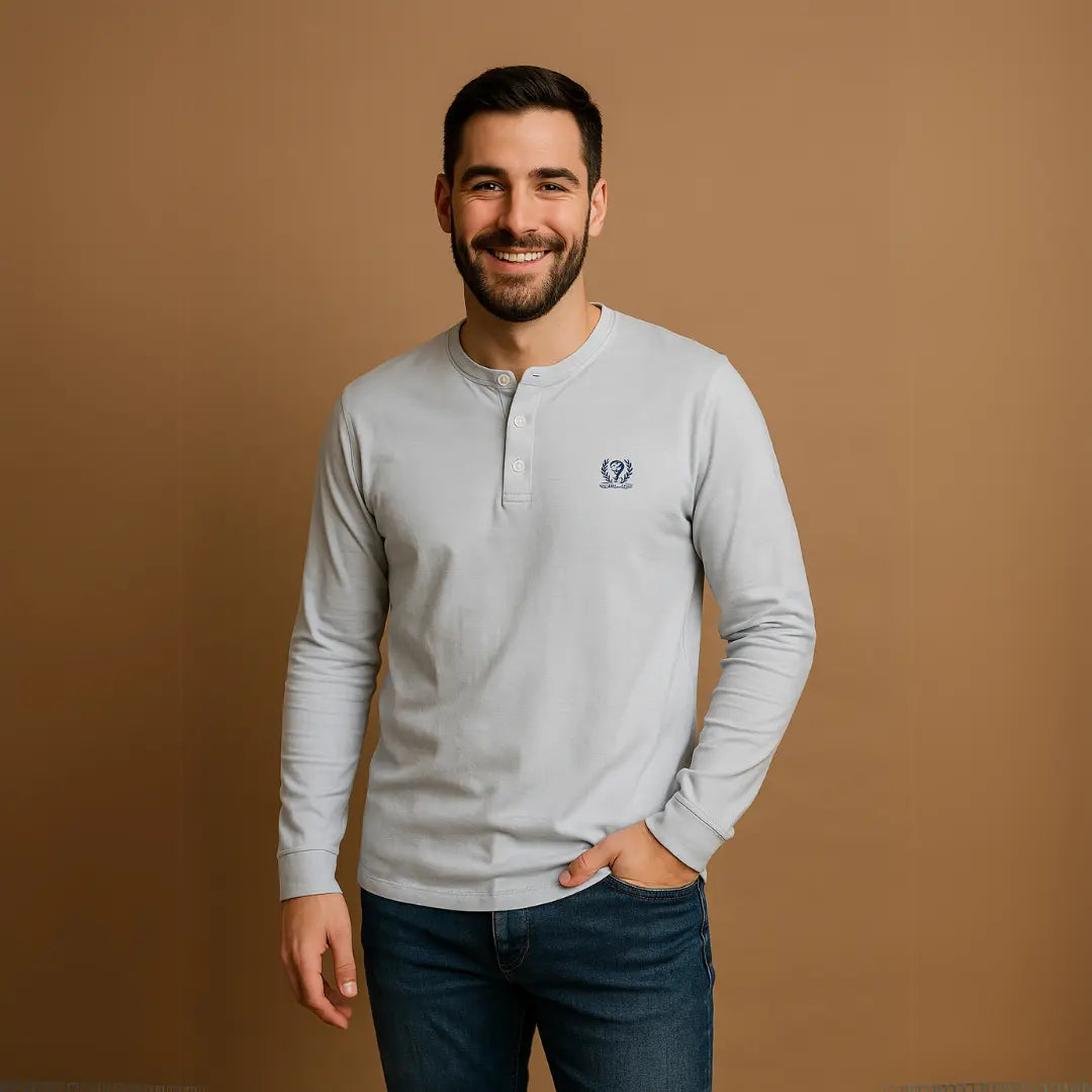 Playera Manga Larga Cuello Mao