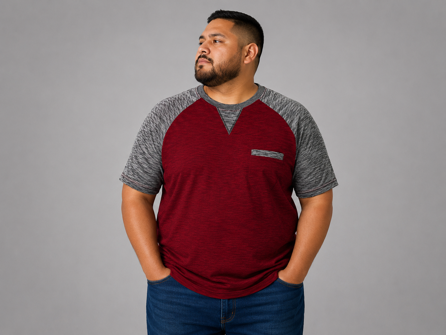 Playera Hombre Talla Extra Talle Grande Estilo Raglán Combinada Dubrovnik