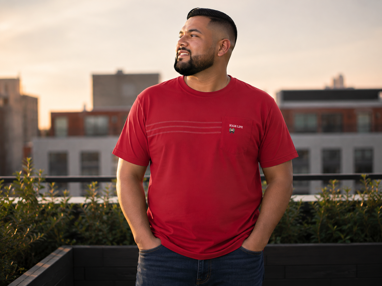 Playera Hombre Talla Extra Talle Grande Con Bolsillo Y Detalle High Life Dubrovnik