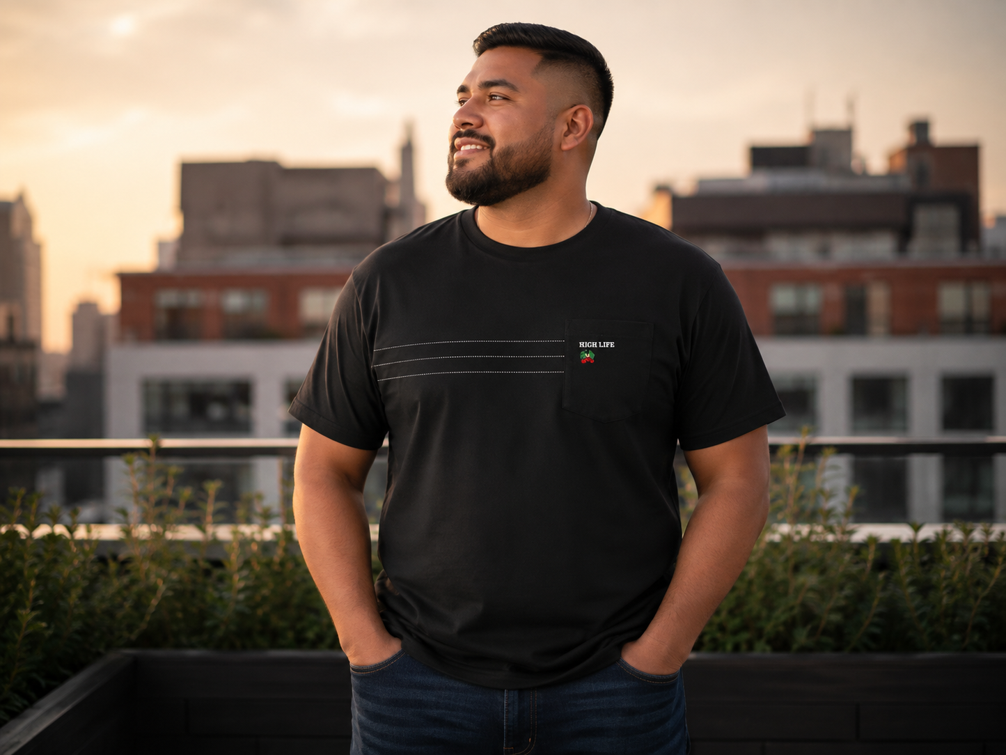 Playera Hombre Talla Extra Talle Grande Con Bolsillo Y Detalle High Life Dubrovnik