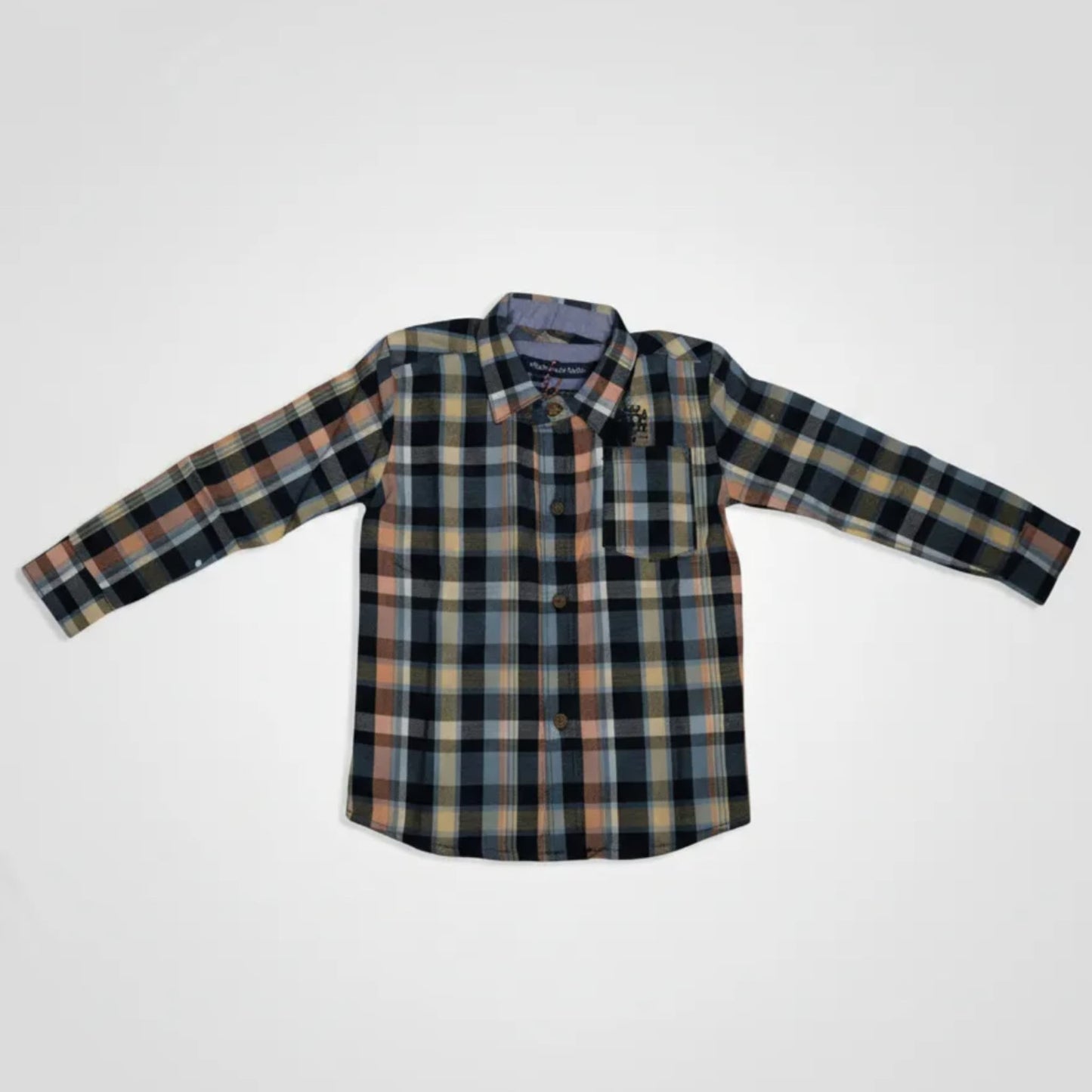 Camisa Infantil De Cuadros Manga Larga Estilo Casual