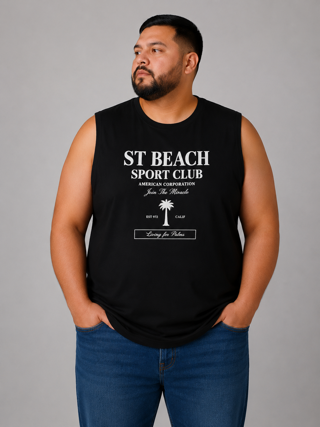 Playera Sin Mangas Hombre Talla Extra Talle Grande Estampa Playera ST BEACH Dubrovnik