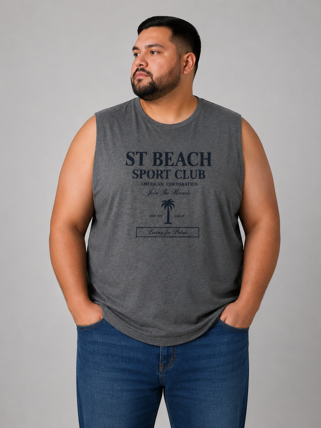 Playera Sin Mangas Hombre Talla Extra Talle Grande Estampa Playera ST BEACH Dubrovnik