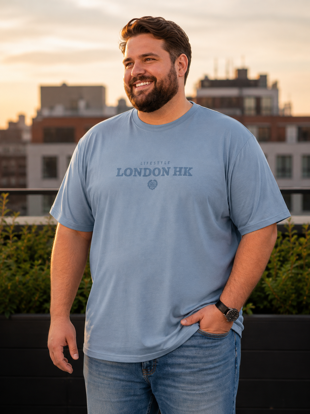 Playera Hombre Talla Extra Talle Grande Estampa London HK Dubrovnik