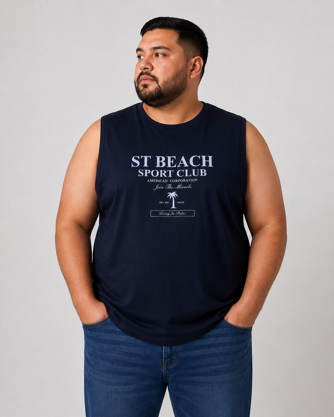 Playera Sin Mangas Hombre Talla Extra Talle Grande Estampa Playera ST BEACH Dubrovnik