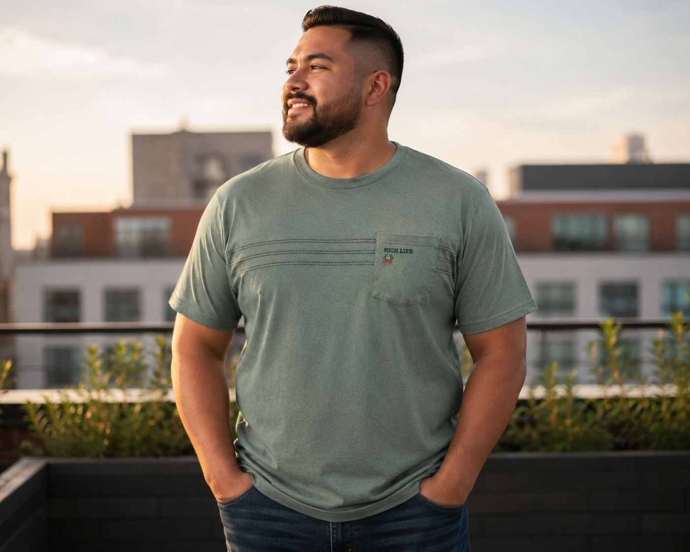 Playera Hombre Talla Extra Talle Grande Con Bolsillo Y Detalle High Life Dubrovnik