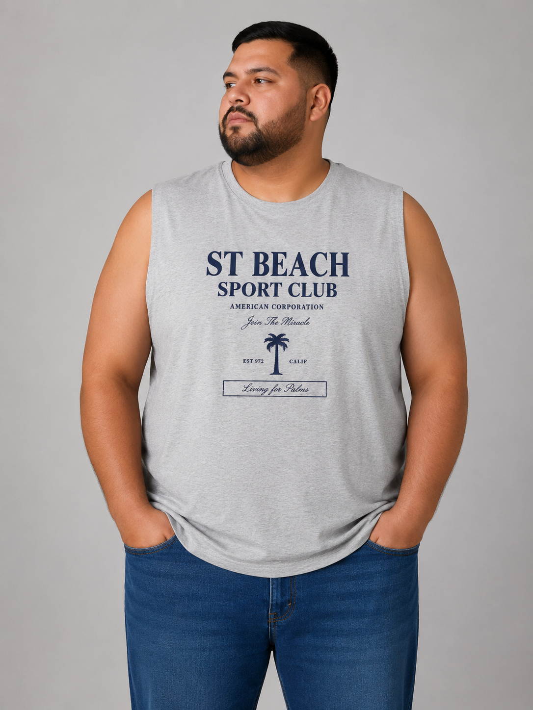 Playera Sin Mangas Hombre Talla Extra Talle Grande Estampa Playera ST BEACH Dubrovnik