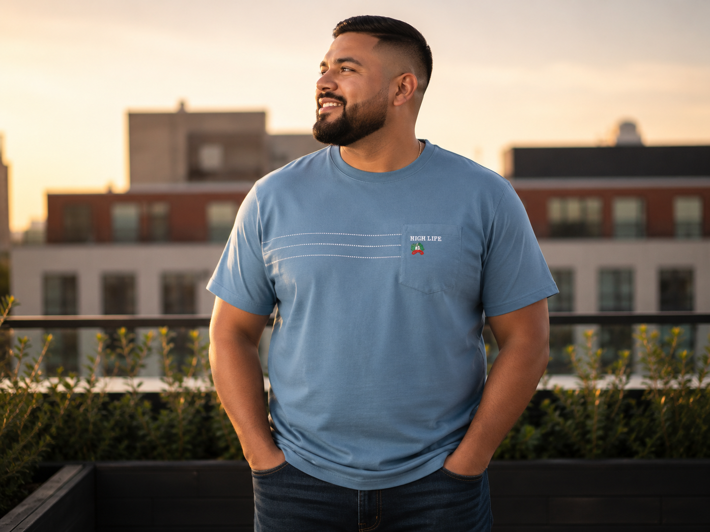 Playera Hombre Talla Extra Talle Grande Con Bolsillo Y Detalle High Life Dubrovnik