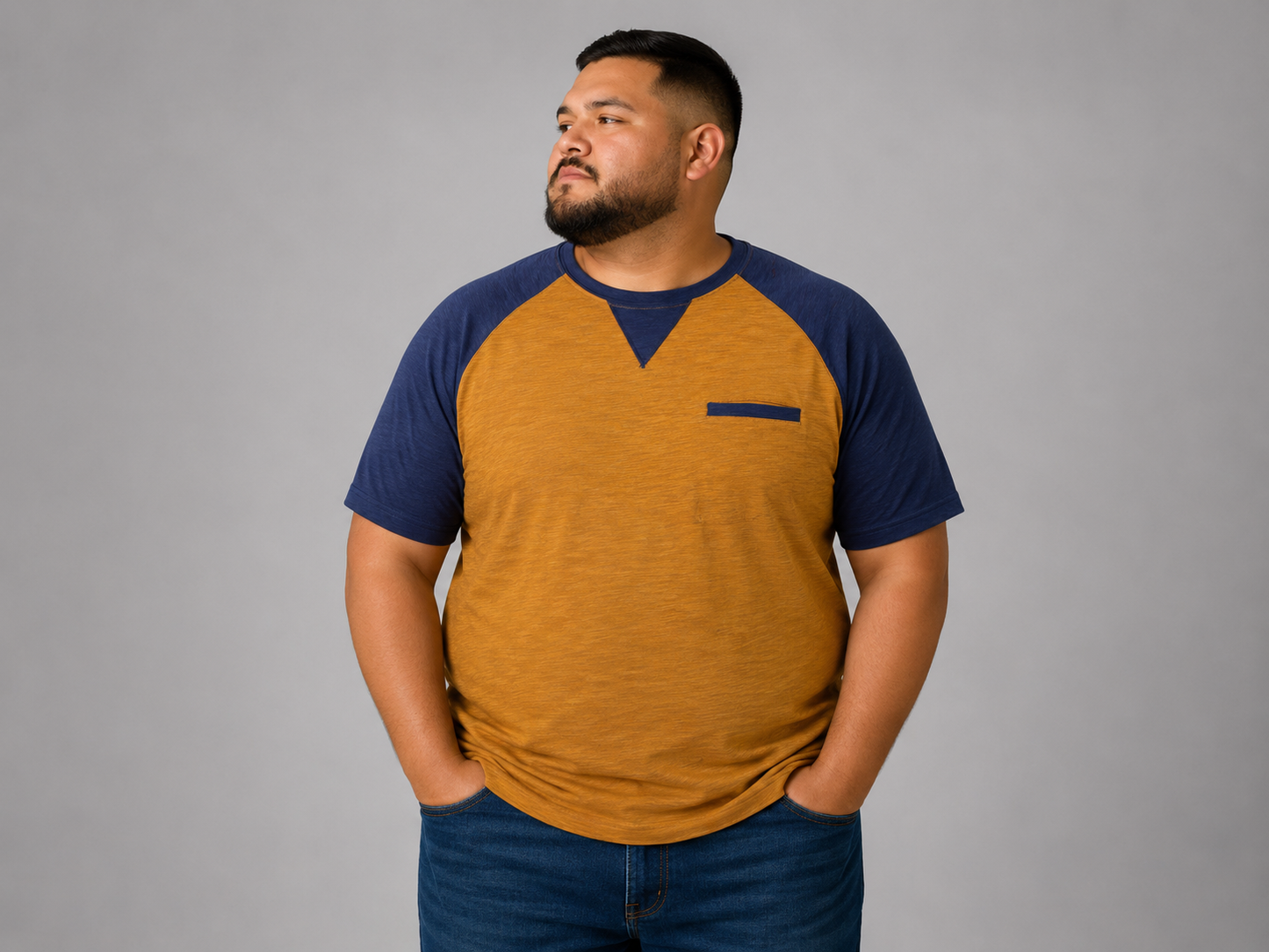 Playera Hombre Talla Extra Talle Grande Estilo Raglán Combinada Dubrovnik