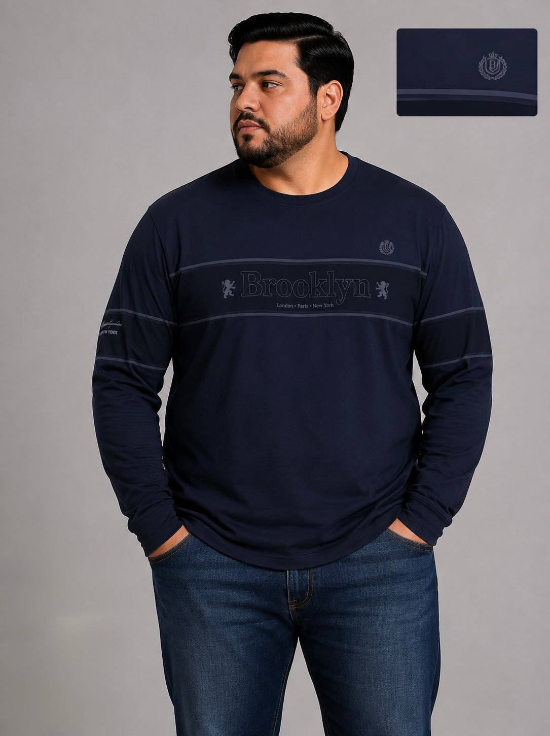 Camiseta Brooklyn de Manga Larga para Hombre Talla Extra Dubrovnik