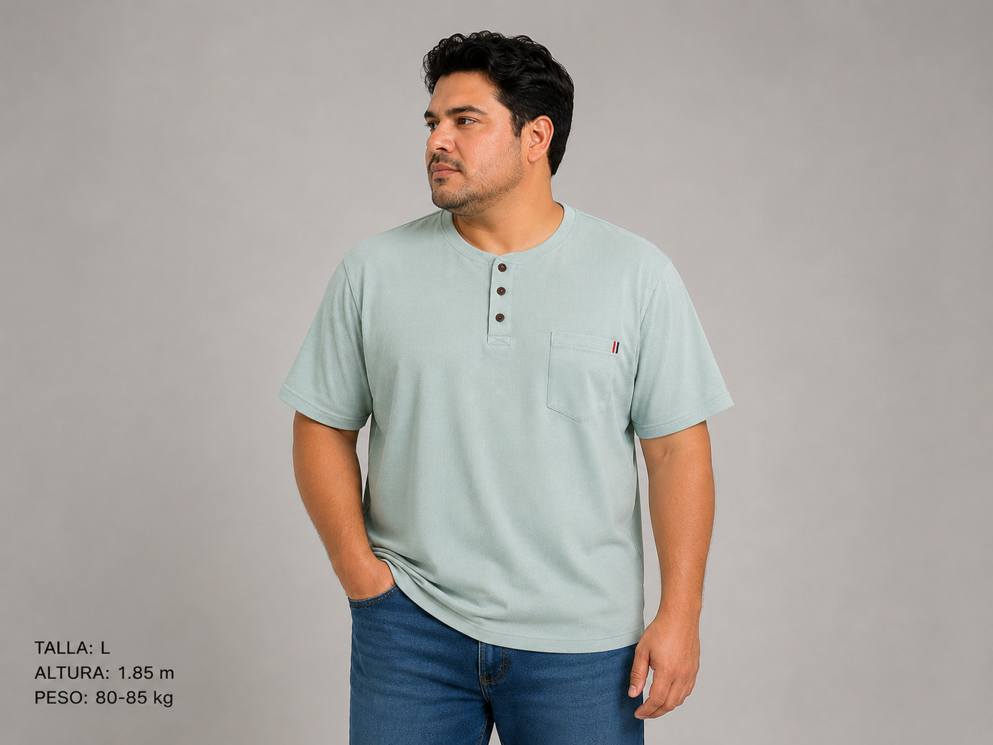 Playera Henley Manga Corta Con Bolsillo Frontal Dubrovnik