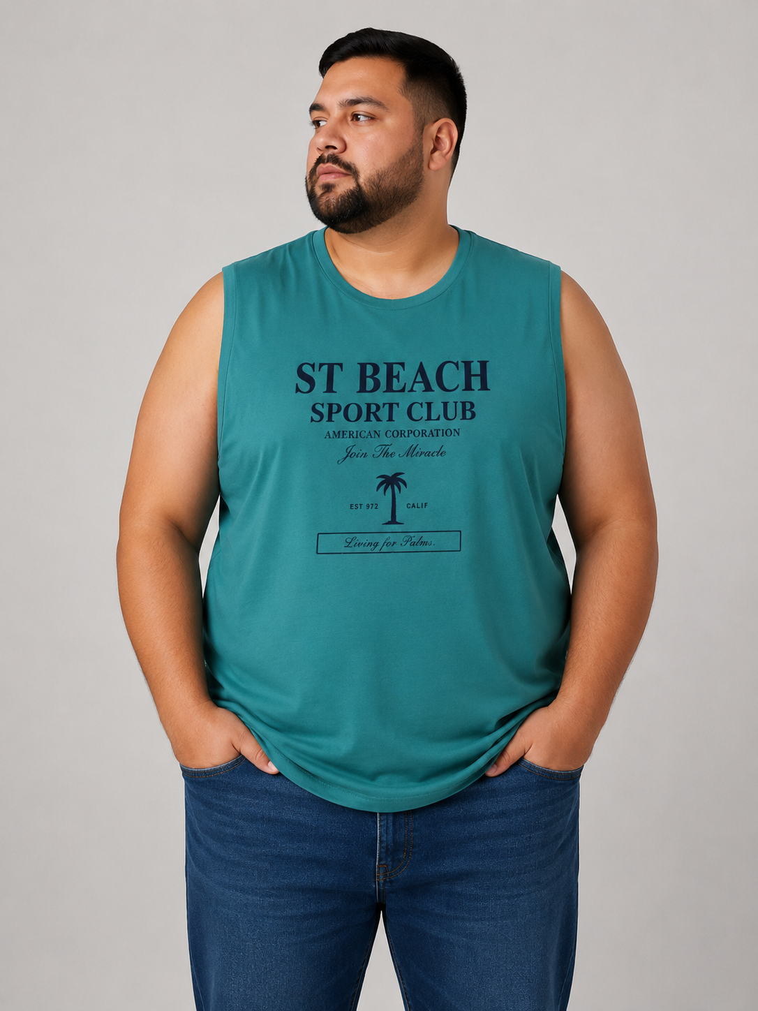Playera Sin Mangas Hombre Talla Extra Talle Grande Estampa Playera ST BEACH Dubrovnik