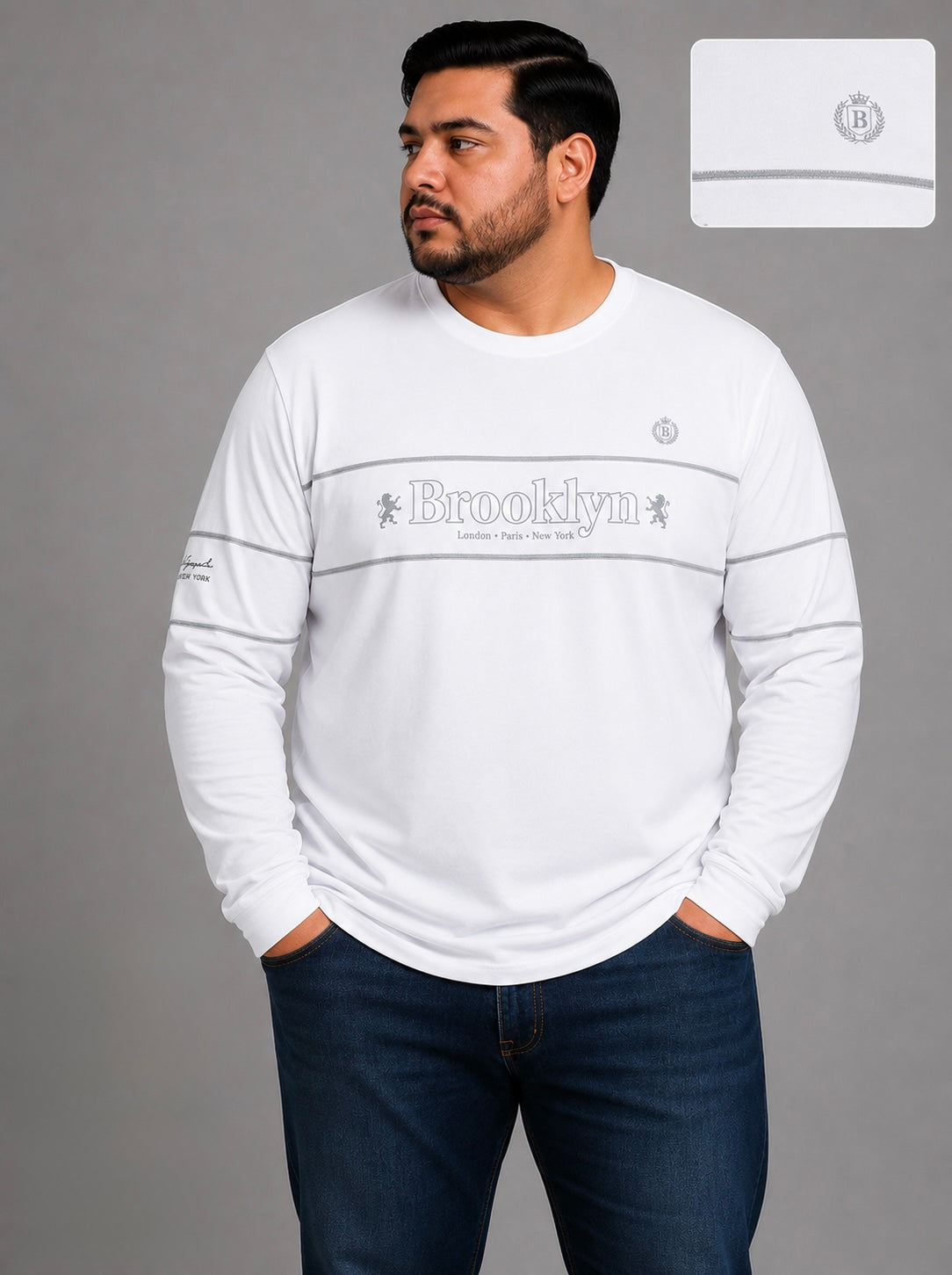 Camiseta Brooklyn de Manga Larga para Hombre Talla Extra Dubrovnik