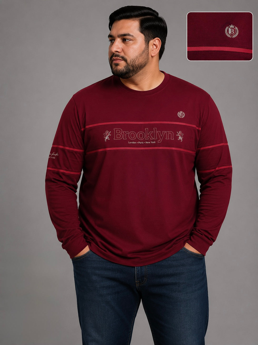 Camiseta Brooklyn de Manga Larga para Hombre Talla Extra Dubrovnik