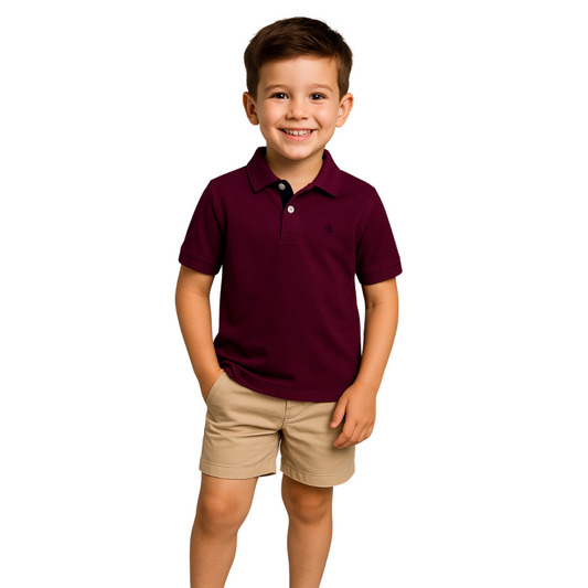 Polo Básico Guinda Niño