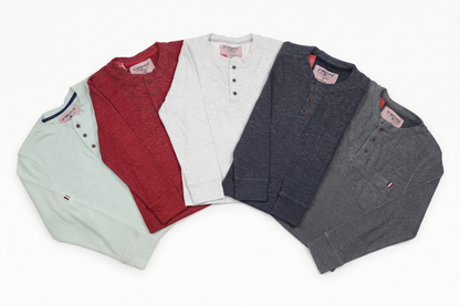 Playera Henley Manga Larga Talla Extra Talle Grande Con Bolsillo Dubrovnik