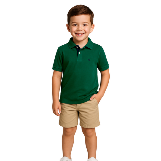Polo Básico Verde Musgo Niño