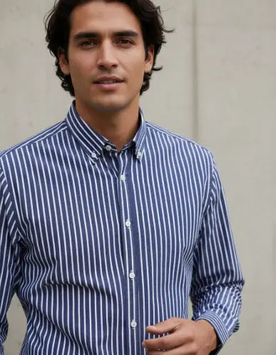 Camisa De Caballero A Rayas Azul Marino Manga Larga Dubrovnik