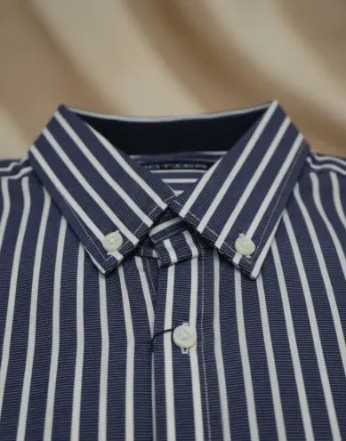 Camisa De Caballero A Rayas Azul Marino Manga Larga Dubrovnik