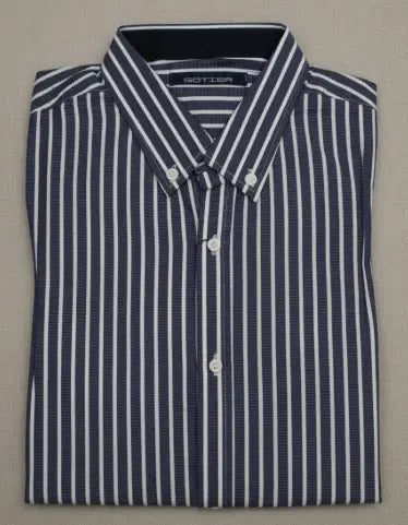 Camisa De Caballero A Rayas Azul Marino Manga Larga Dubrovnik