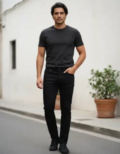 Pantalón Negro Con Puntos Blancos Para Hombre Dubrovnik