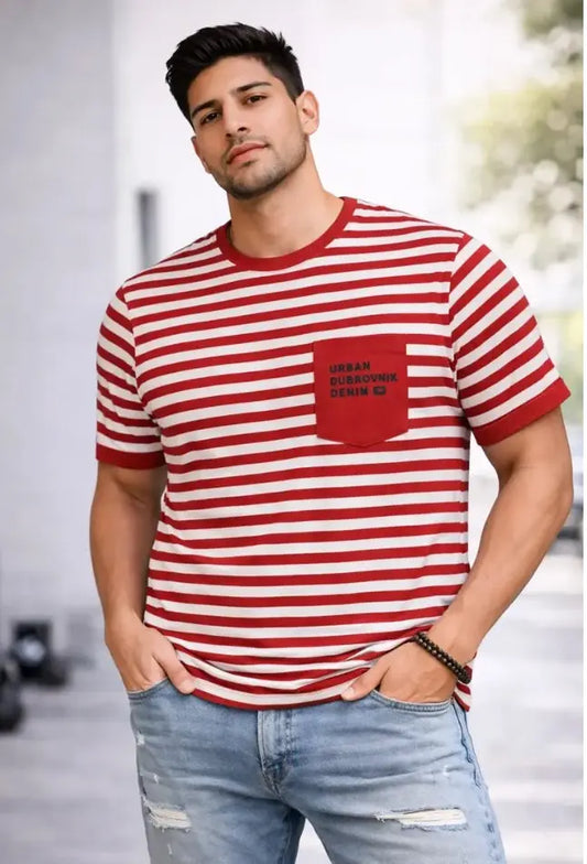 Playera Urban Dubrovnik Denim Rayada Con Bolsillo Dubrovnik