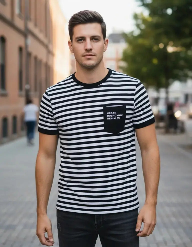 Playera Urban Dubrovnik Denim Rayada Con Bolsillo Dubrovnik