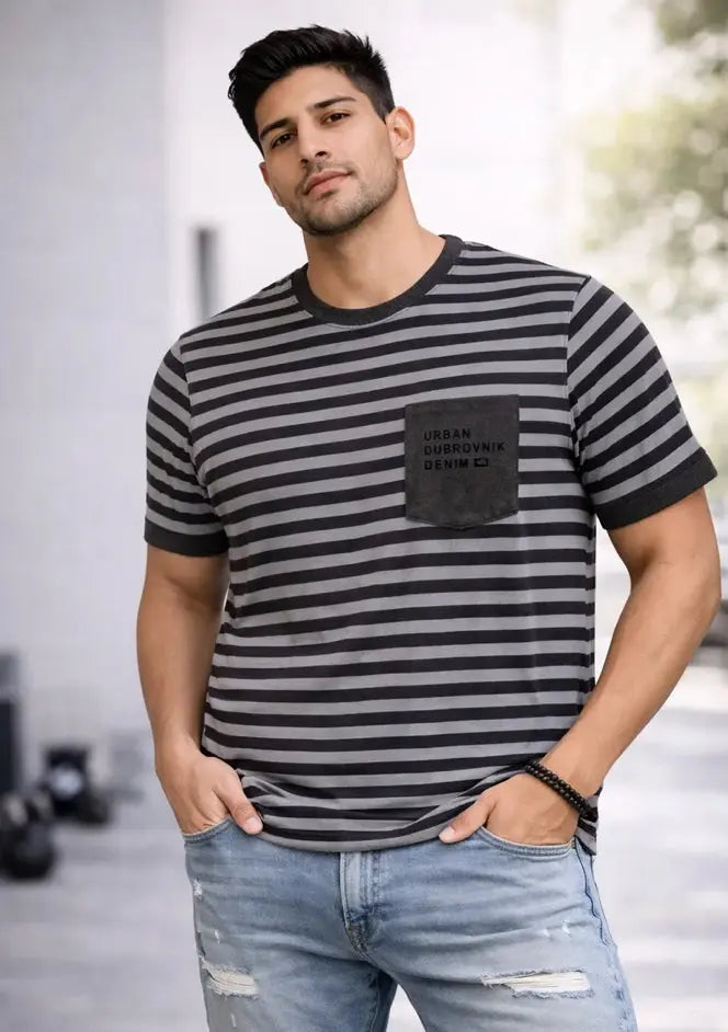 Playera Urban Dubrovnik Denim Rayada Con Bolsillo Dubrovnik