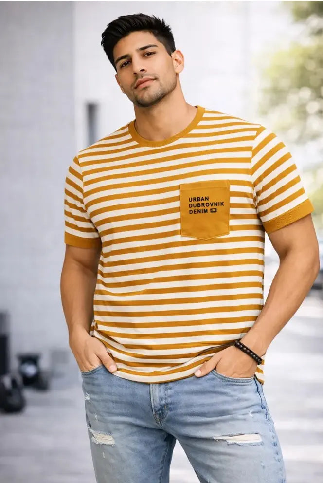 Playera Urban Dubrovnik Denim Rayada Con Bolsillo Dubrovnik