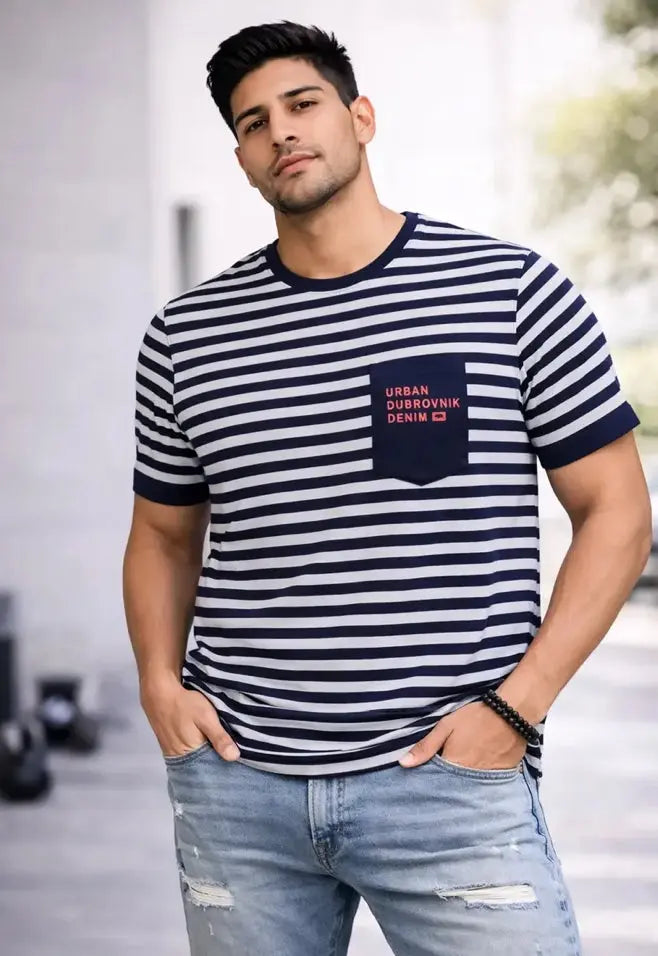 Playera Urban Dubrovnik Denim Rayada Con Bolsillo Dubrovnik