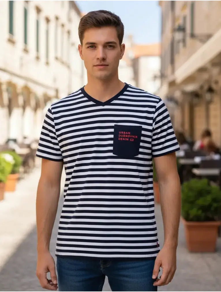 Playera Urban Dubrovnik Denim Rayada Con Bolsillo Dubrovnik
