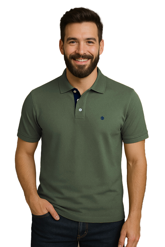 Playera Polo Verde Militar Hombre